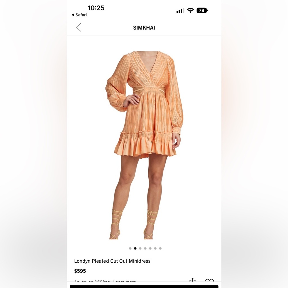 JONATHAN SIMKHAI ORANGE CUT OUT DRESS - XS